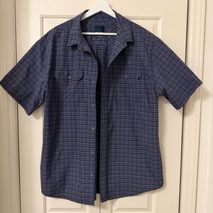Prana Men's Short-Sleeve Plaid Button-Down Shirt - Navy Mix